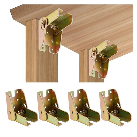 Rock Solid Built Like A Tank Zinc Plated Heavy Duty Four Piece Set Of Ninety Degree Self Locking Folding Hinges For Table Legs.