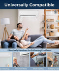 Air conditioner on wall above couple illustrating Heavy Duty Dual Run AC Capacitor 45/7.5 MFD 370V 440V Round CBB65 Style benefits.