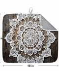 Dish Drying Mat With Abstract Flowers In White For Kitchen Counter Must Have Absorbent Microfiber Surface With Cushioned Drying Layer Machine Washable Vintage Wood Grain Look 16 By 18 Inches