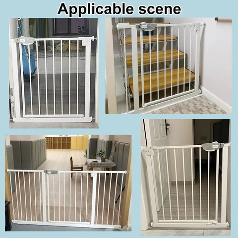 Ultra Wide Baby Gate With Triple Lock No-Fuss Pressure Mounted Walk Through Swing Auto Close Black Metal Gate for stairs