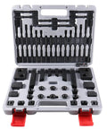 Pro-Grade Deluxe Steel Clamping Kit For 7/16 Inch Table Slot, 58-Piece Set With 24 Studs And 3/8-16 Threads in carrying case