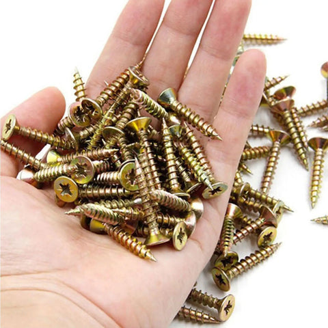 Hand holding pile of screws compatible with Beefy Heavy Duty Undermount Drawer Slides 16 Inch Full Extension Bottom Mounted Hidden Rails 260lb