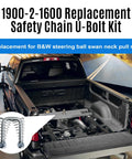 Replacement Safety Chain U-Bolt Kit For Gooseneck Hitches shown on truck bed, includes galvanized U-bolts and hardware.