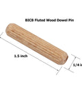 Fluted Wood Dowel Pins Set 100 Pieces 1/4 Inch By 1-1/2 Inch Kiln Dried Beechwood Tapered Pro Grade High Density Hardwood