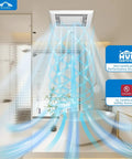 Ultra Quiet Bathroom Exhaust Fan 70 CFM 2.0 Sone With LED Light 4000K in modern bathroom ceiling showing air circulation.
