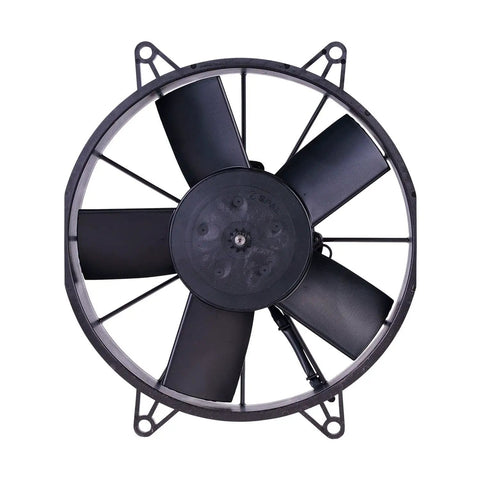 Spal 10 Inch High Performance Puller Electric Cooling Fan For Engine Radiator Grilles, durable axial blower with black blades.