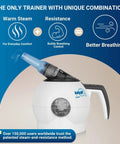 Breathing Trainer With Warm Steam And Adjustable Resistance For Daily Comfort featuring a white unit and blue steam nozzle