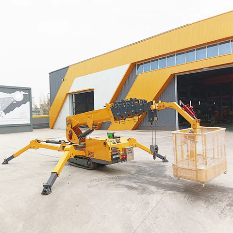 Killer Heavy Duty Hydraulic Crawler Crane With Telescopic Boom And Fly Jib engineered for tight spots lifting a basket outdoors.