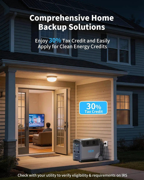 Ark3600 Go To Portable Power Station, 3840Wh LiFePO4 Battery, outside home for backup power and energy credit.
