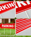 Outdoor Event Parking Signs With Stakes, 8 Pack, 17x6 Inches, double-sided red arrows, corrugated plastic, outdoor use