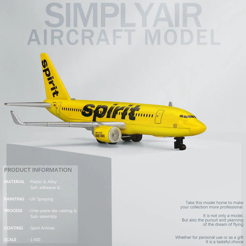 Spirit 1 To 400 Scale Airplane Model Kit For Collectors And Display With Alloy Body And Plastic Base, five point six inches long