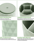 Close-up of the Sparkling Diamond Desk Organizer with 360 Rotating Pen Holder, showcasing five compartments and diamond-cut design in green.