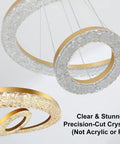 Lit 2 Ring Gold Crystal Chandelier With LED Integrated Dimmable 3000K Warm White Ceiling Lights detail of crystal rings