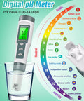 Three In One Digital Water Tester That Reads pH TDS And Temperature With Ultra Precise 0.01 pH Readings 0 To 14 pH Range displayed in cup
