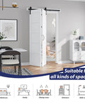 Double 24x84 Bi Fold Barn Doors White With 52 Inch Hardware Kit Waterproof PVC Surface For Closet installed in living space
