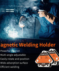 Welding Magnets 25 Lb Set Two Pack Magnetic Welding Holders with Adjustable Angles 45 90 135 Degrees shown in use