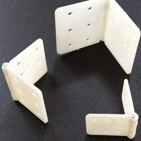 Six Piece Nylon Hinges Kit for RC Aircrafts small to large, showing white foldable hinges with holes for aileron, rudder, elevator links.