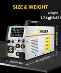 Front view of Six In One MIG Welder And Plasma Cutter 160A Gas MIG Flux Core Lift TIG Stick Plasma Cut Combo 110V 220V 35A for Auto Repair DIY