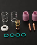12 Piece TIG Welding Torch Kit For Stubby Gas Lens No 10 With Heat Resistant Glass Cup Fits WP 17 18 26 components