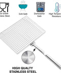 Extra Large Grill Basket For Outdoor Grillin With Detachable Handle, Big Capacity Grill Accessories For Veggies Fish Shrimp And Meats