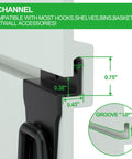 Heavy Duty PVC Slat Wall Panels 4x2 Ft Garage Organizer System Interlocking Slatwall Sheets sectional view with T-channel measurements