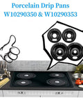 Porcelain Drip Pan Set For Electric Range Stovetop Burners 6-Inch And 8-Inch 4-Pack Black Replacement Fits Whirlpool And Other Major Brands