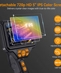 Articulating Borescope With Dual Lens, 5 Inch IPS Screen, 8 LED Lights, IP67 Waterproof Oil Resistant Inspection Camera close-up