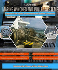 Marine winches and pulley systems engineered for extreme conditions, suitable for marine environments, close-up view.