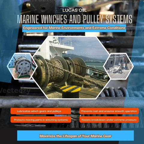 Marine winches and pulley systems engineered for extreme conditions, suitable for marine environments, close-up view.