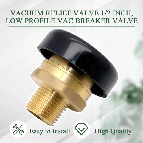 WFSULEE vacuum relief valve 1/2 inch, brass body with black cap