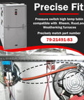 2 Pack Furnace Pressure Switch Hose Kit With 3/16 Inch ID By 38 Inch Length High Temperature Silicone Vacuum Tubing Includes Six 304 Stainless Steel Clamps Compatible With 79-21491-83, installed view inside furnace.