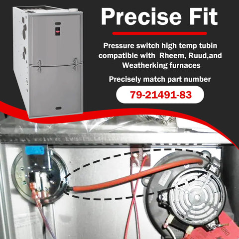 2 Pack Furnace Pressure Switch Hose Kit With 3/16 Inch ID By 38 Inch Length High Temperature Silicone Vacuum Tubing Includes Six 304 Stainless Steel Clamps Compatible With 79-21491-83, installed view inside furnace.