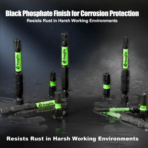 Rock Solid Thirty Six Piece Security Torx Bit Set With Tamper Proof Impact Rated S2 Steel Tips on a wet surface, showcasing corrosion-resistant finish.