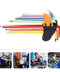 9 Piece Colored Long Arm Ball End Hex Key Set Heavy Duty Steel Multi Function Repairing Wrench Kit For Tough Automotive And Home Use Jobs, 9-piece set with holder