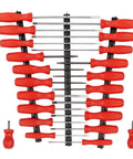 Hard Handle 22 Piece Screwdriver Set With Black Rails Workhorse Stubby Standard And Long Bits horizontally displayed