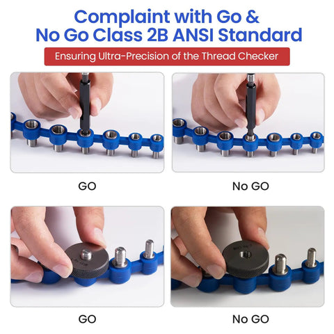 Detachable Nut And Bolt Thread Checker With Flexible Silicone Loop, Stainless Steel Gauges For Identifying Standard And Metric Sizes