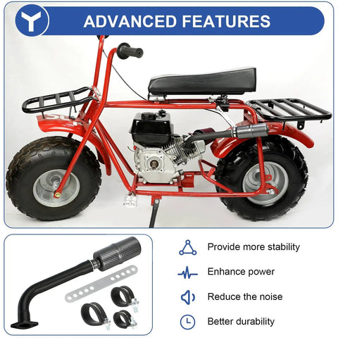 Beefed Up Performance 212 Exhaust Header Pipe Muffler Silencer Kit For Predator 212 196cc 224cc Engines and mini bike installation