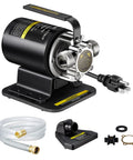 115V Water Transfer Pump For Home Use, Portable Electric Utility Moves Water Up To 264 Gallons Per Hour with accessories shown