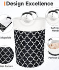 Tall Collapsible Laundry Basket With Soft Grip Aluminum Handles, 115L Waterproof Hamper For Dorm And Travel, Black Design