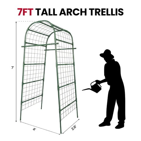 7 Foot Tall Garden Arch Trellis For Outdoor Climbing Plants Heavy Duty Metal Archway Arbor Support For Vegetables Beans Squash