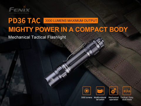 PD36 TAC Tactical Flashlight That Puts Out Up To 3000 Lumens USB C Rechargeable Battery With Built In Port Pocket Sized Yet Rugged