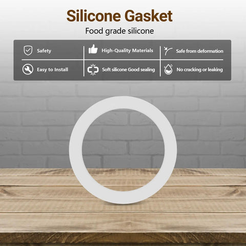 Food Grade Silicone Gasket Replacement Ring For Aluminum Stovetop Coffee Makers 3 Cup And 4 Cup Pots on wooden surface