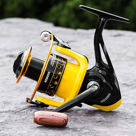 High Speed Fishing Reel With Gear Ratio Five Point Two To One Yellow Metal Casting Reel For Freshwater And Saltwater