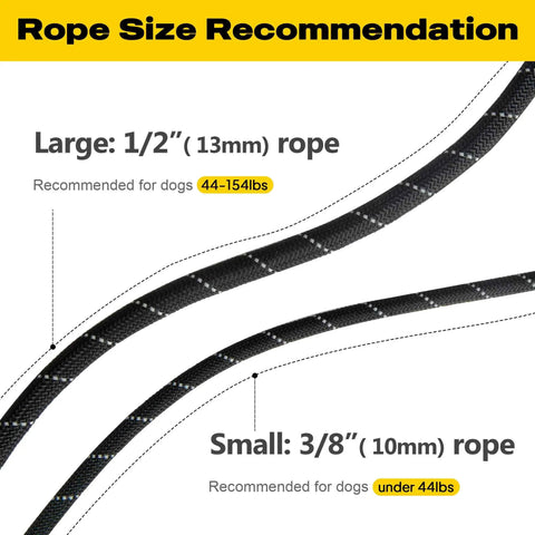 Heavy Duty Slip Lead Dog Leash 6 Ft Half Inch No Pull Training Rope For Large And Medium Dogs size chart with rope dimensions