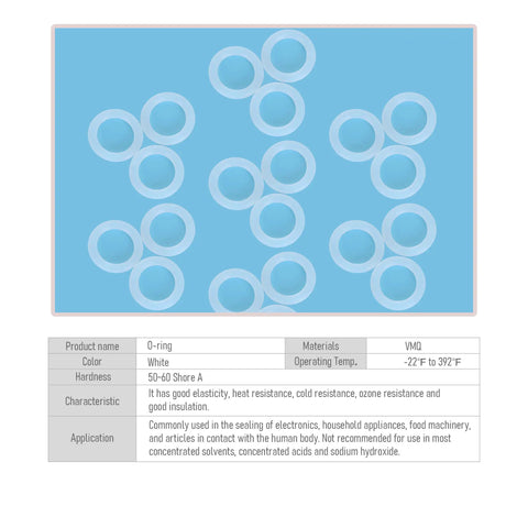 Silicone O Rings 20 Pack 16 Mm Outer Diameter 10 Mm Inner Diameter 3 Mm Cross Section VMQ Seal Gasket White For Wide Range Sealing Applications Antistatic Waterproof Heat Ozone Aging Resistant, white VMQ rings