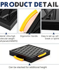 Four Piece Heavy Duty RV Jack Pads With Easy Grip Handles 12 X 12 X 1 Inch Durable Polyethylene Stabilizer Blocks top view with handle