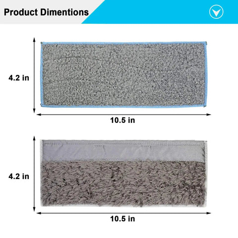 Dimensions of 8 Pack Washable Mopping Pads For iRobot Braava Jet M6 Ultimate Robot Mop showing 10.5x4.2 inches size