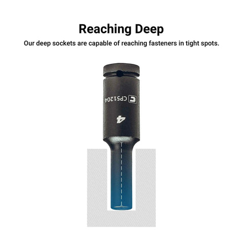 Quarter Inch Drive Master Impact Socket Set With Shallow And Deep Sockets Metric Sizes 4 To 15 mm Premium Chrome Moly Steel deep socket