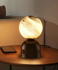 Small Touch Bedside Table Lamp With USB Port And Outlet, 3 Color Temperature Modes, Cozy Glow, Farmhouse Glass Globe on nightstand