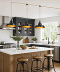 AMRUIPO 22FT Plug in Pendant Light Farmhouse Hanging Lamp Fixtures in a modern kitchen with island and stools.